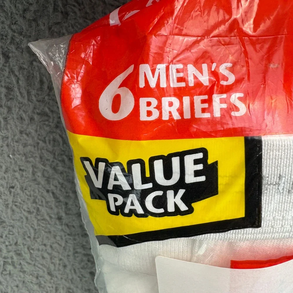 Vintage 1997 Hanes Mens Briefs 6 Pack White 100% Cotton Made in USA Size‎ 36 NEW